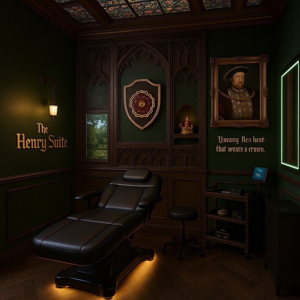 Henry Suite: royal-themed barber and stylist station
